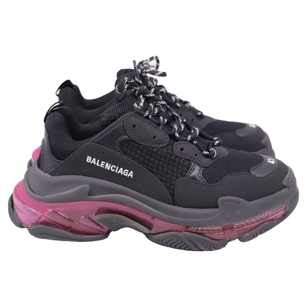 Balenciaga Triple S Clear Sole Sneakers in Black Polyester